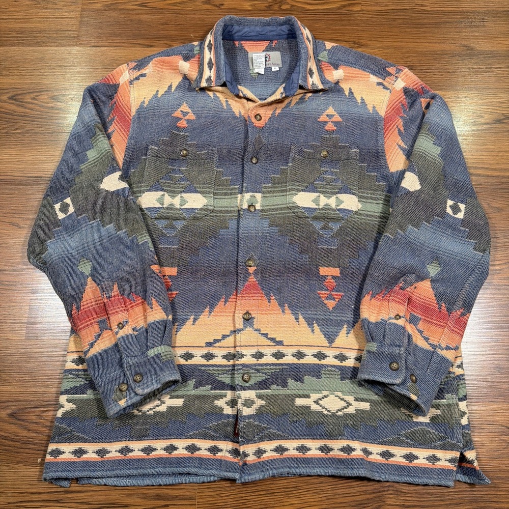 Territory Ahead Aztec Flannel Shirt Men's XL Thick Blanket Southwestern